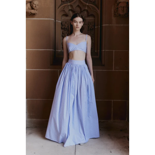 Macgraw Literature Skirt in Blue and white stripe, view 3