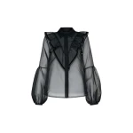 Macgraw Love Bird Sheer Blouse in black Silk organza