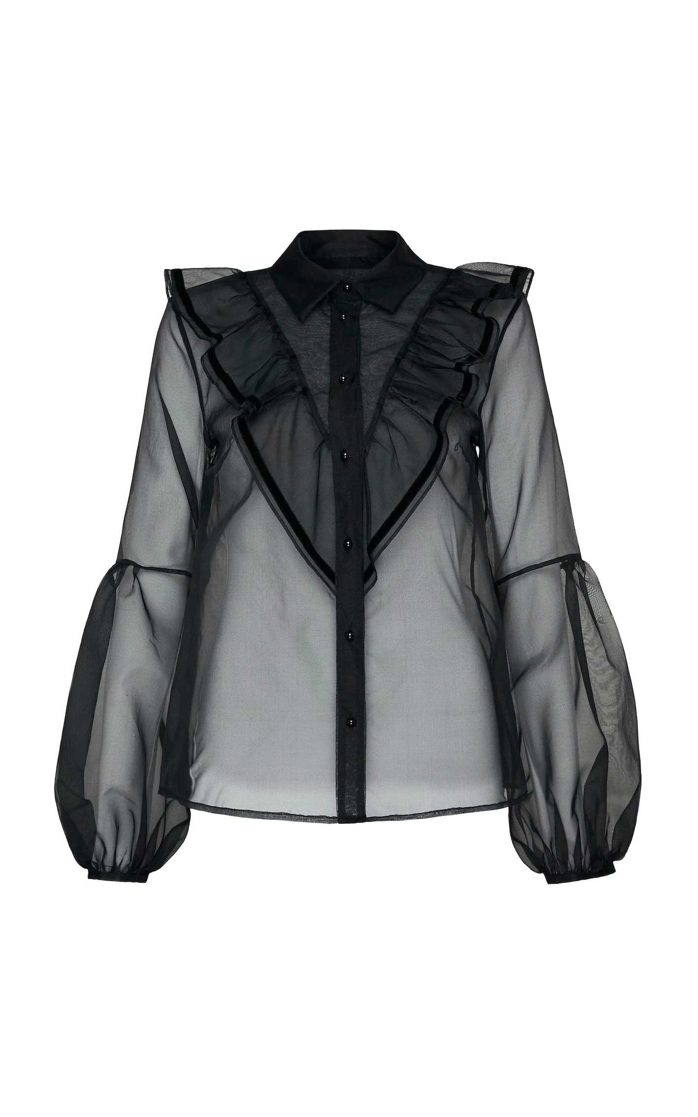 Macgraw Love Bird Sheer Blouse in black Silk organza