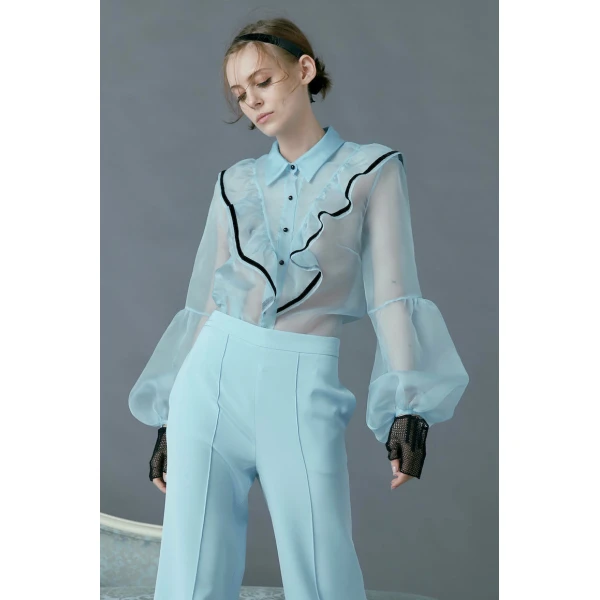 Macgraw Love bird blouse in blue, view 3