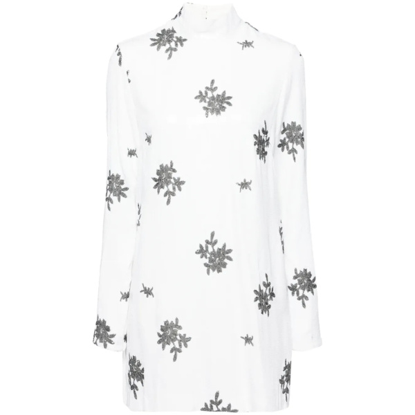 Macgraw Melancholy Dress in white and black floral sequin