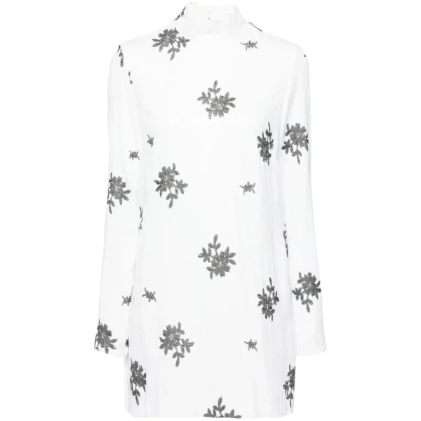 Macgraw Melancholy Dress in white and black floral sequin