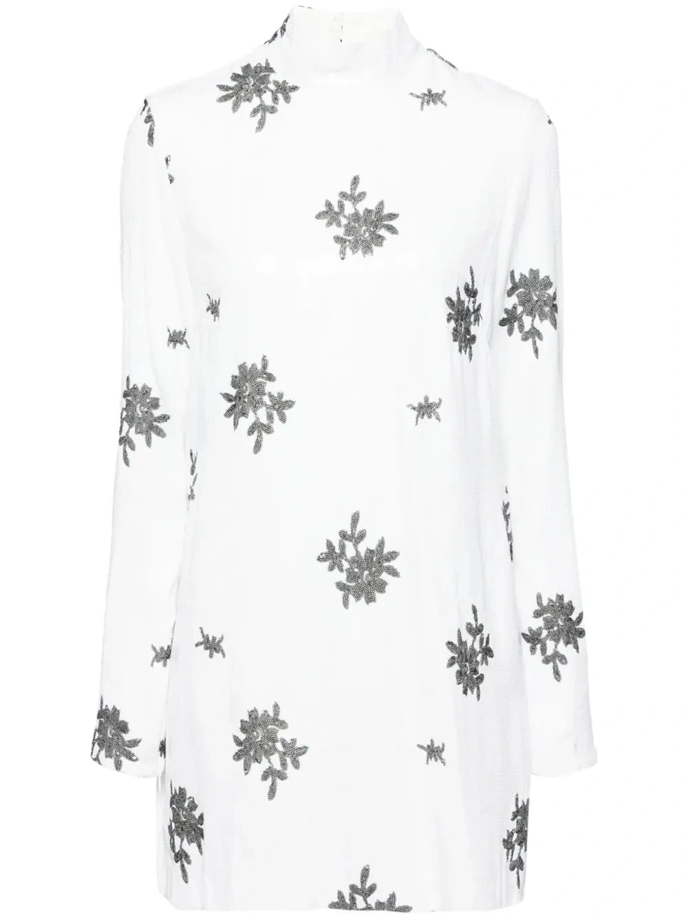 Macgraw Melancholy Dress in white and black floral sequin