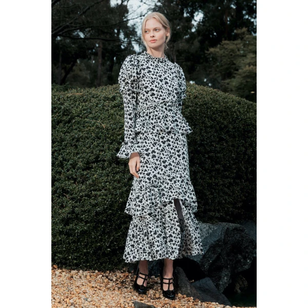 Macgraw Parterre Dress in Black Print, view 2