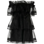 Macgraw Petal off-shoulder Dress in Black