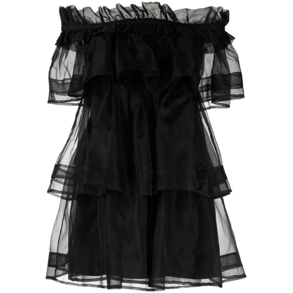 Macgraw Petal off-shoulder Dress in Black