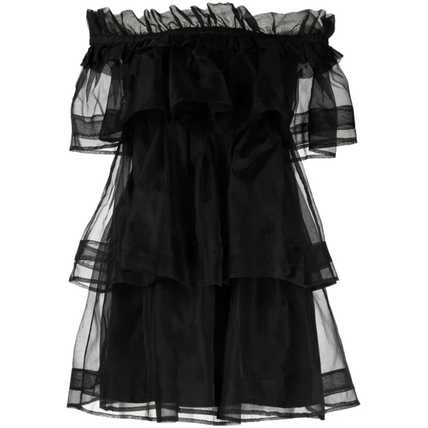 Macgraw Petal off-shoulder Dress in Black