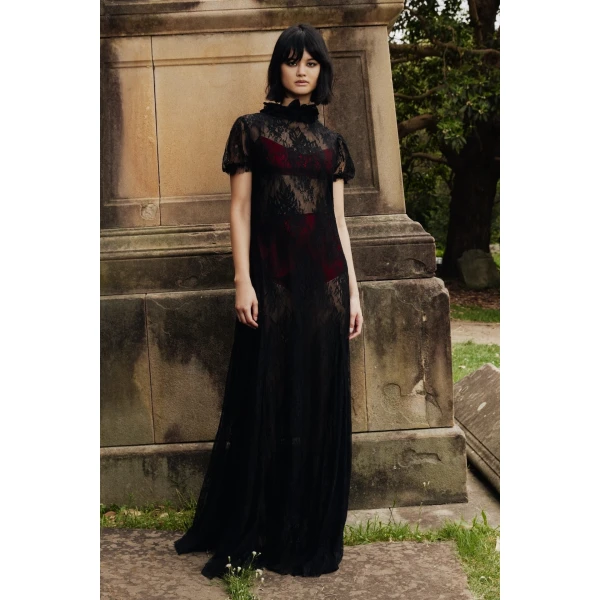 Macgraw Reverence Dress in Black Lace, view 2