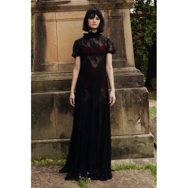 Macgraw Reverence Dress in Black Lace, view 3