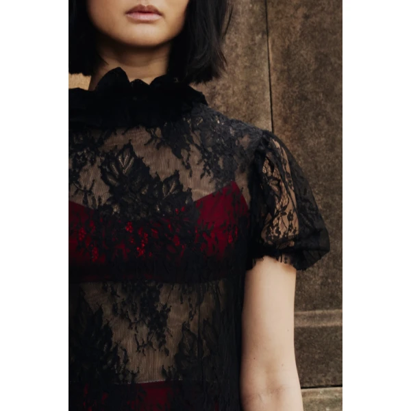 Macgraw Reverence Dress in Black Lace, view 4