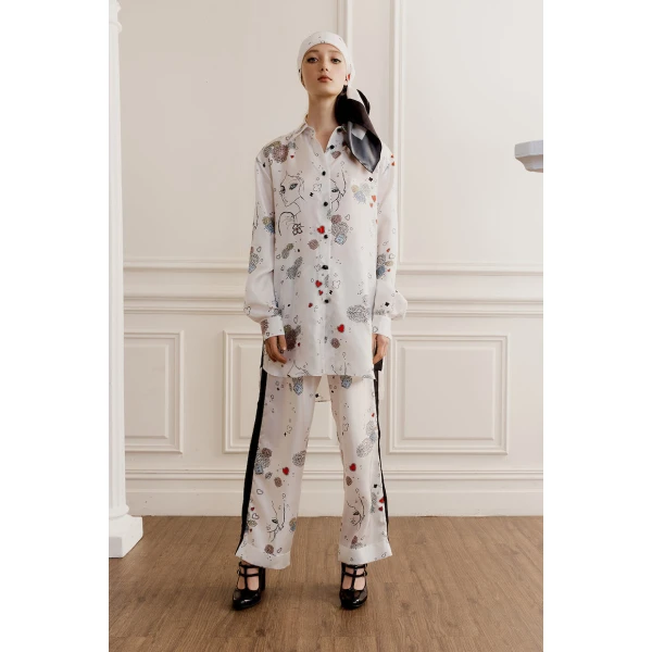 Macgraw Rhythmic Trouser in white print, view 4