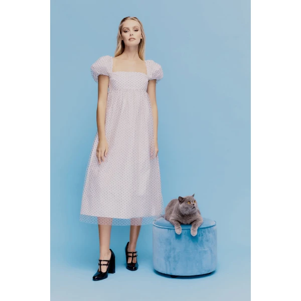 Macgraw Samantha Dress in Black and white spot, view 3