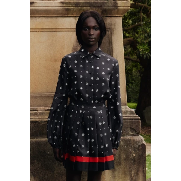 Macgraw Scholarship Blouse in Black Floral, view 2