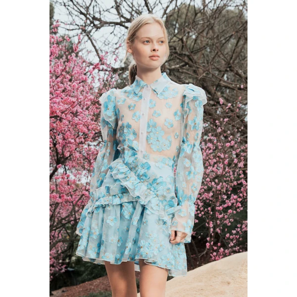 Macgraw Souffle Blouse in Blue Blossom, view 2