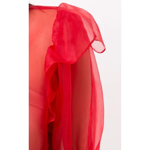Macgraw Souffle Highland Blouse in Red, view 4