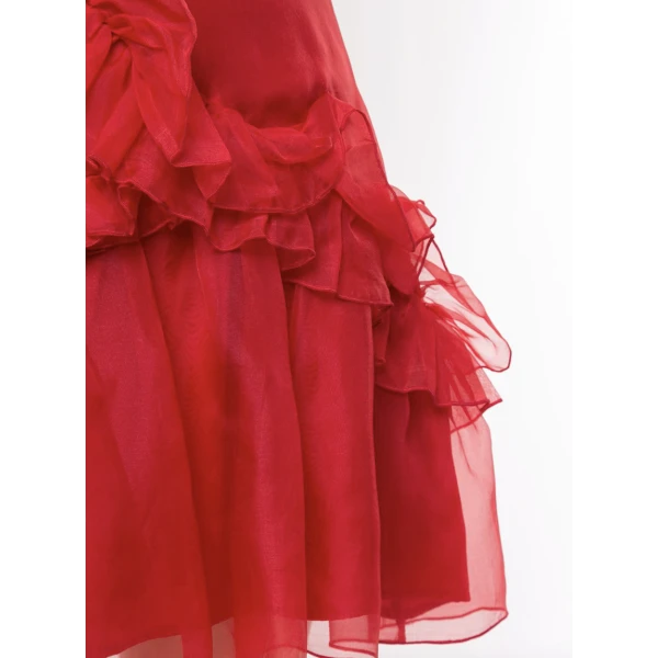 Macgraw Soufflé Skirt in Red, view 4