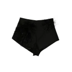 Macgraw That’s Hot Pant in black with feather appliqué