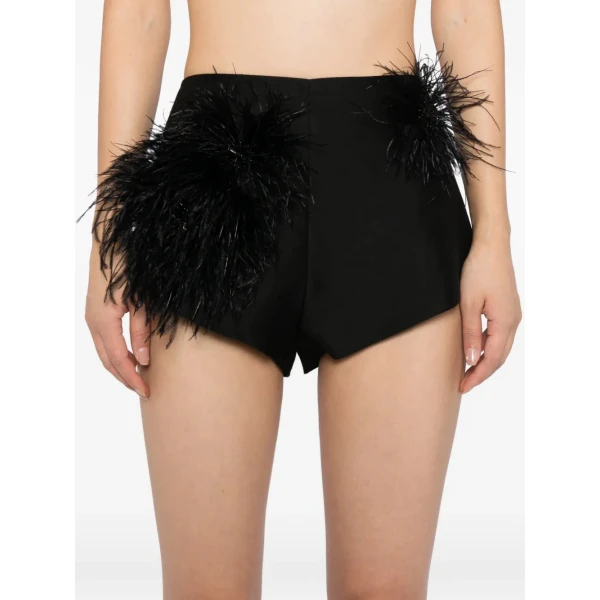 Macgraw That’s Hot Pant in black with feather appliqué, view 4