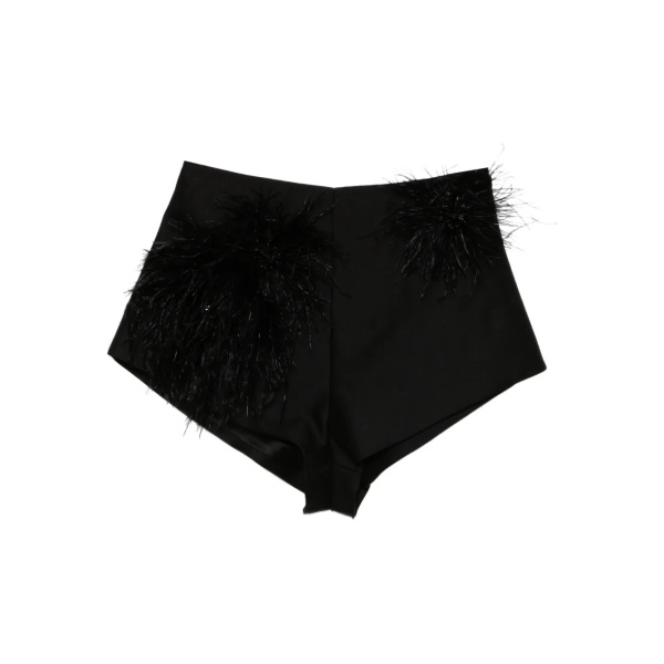Macgraw That’s Hot Pant in black with feather appliqué