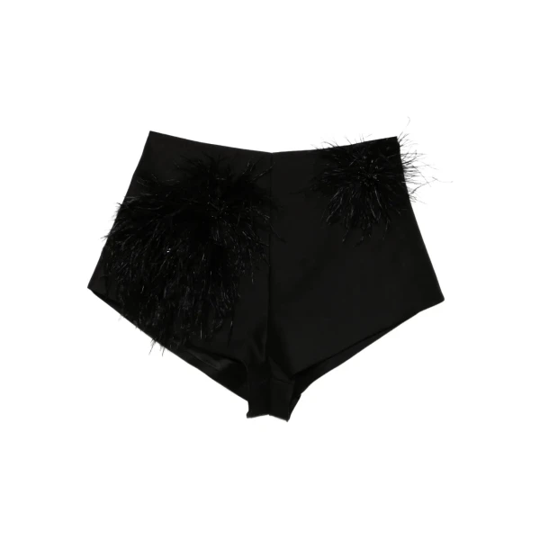 Macgraw That’s Hot Pant in black with feather appliqué