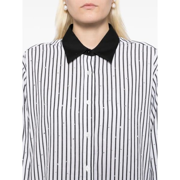 Macgraw Truth Shirt in black and white stripe with diamanté, view 6