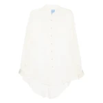 Macgraw Tuxedo Sheer Blouse in Ivory Silk organza