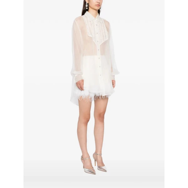 Macgraw Tuxedo Sheer Blouse in Ivory Silk organza, view 4