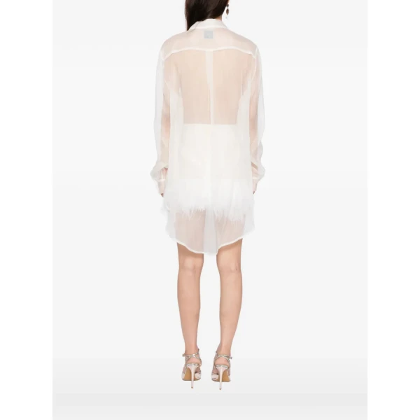 Macgraw Tuxedo Sheer Blouse in Ivory Silk organza, view 5
