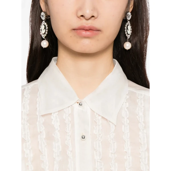 Macgraw Tuxedo Sheer Blouse in Ivory Silk organza, view 6