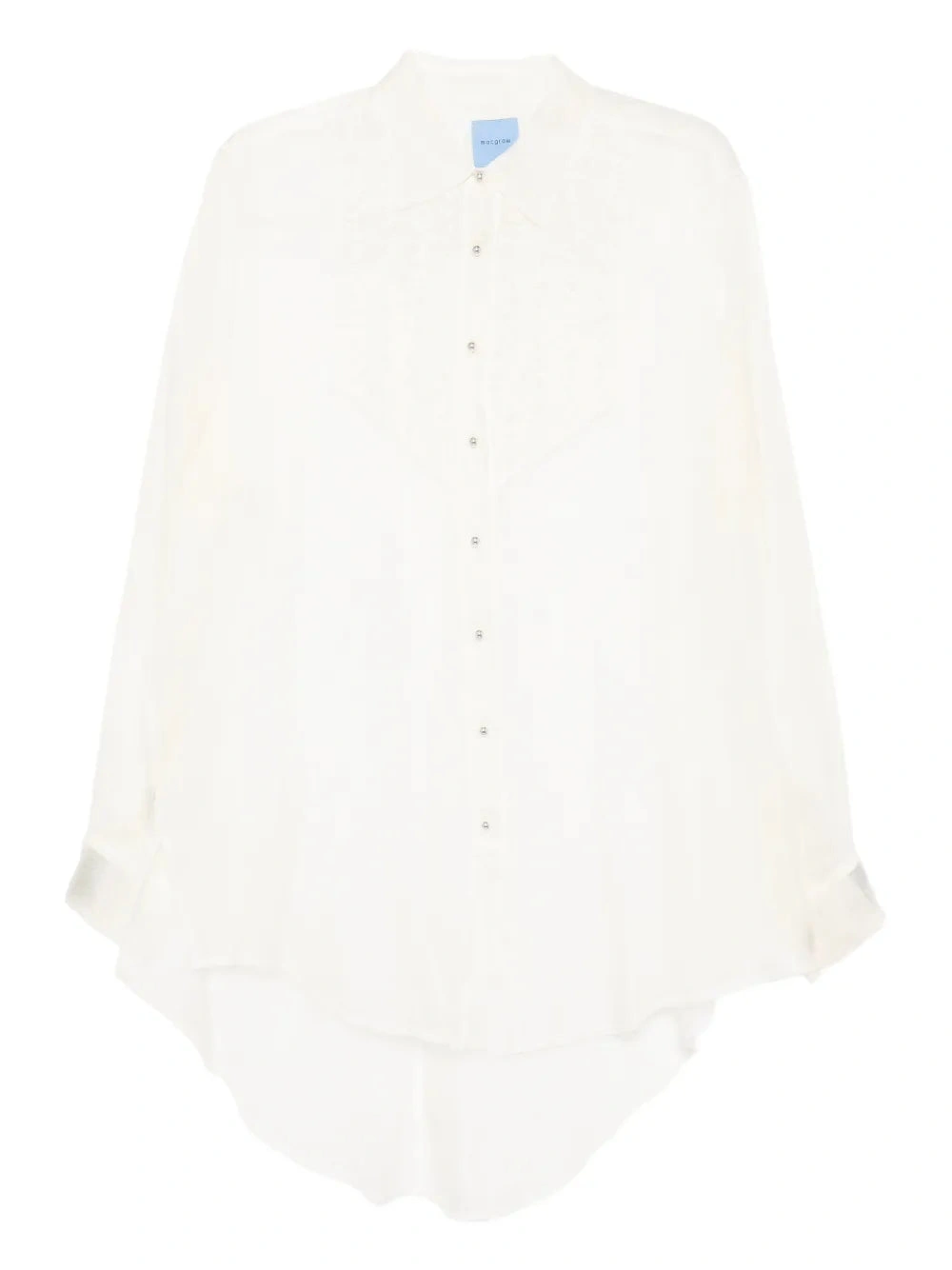 Macgraw Tuxedo Sheer Blouse in Ivory Silk organza