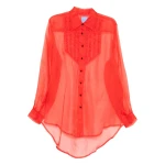 Macgraw Tuxedo Sheer Blouse in Red Silk organza
