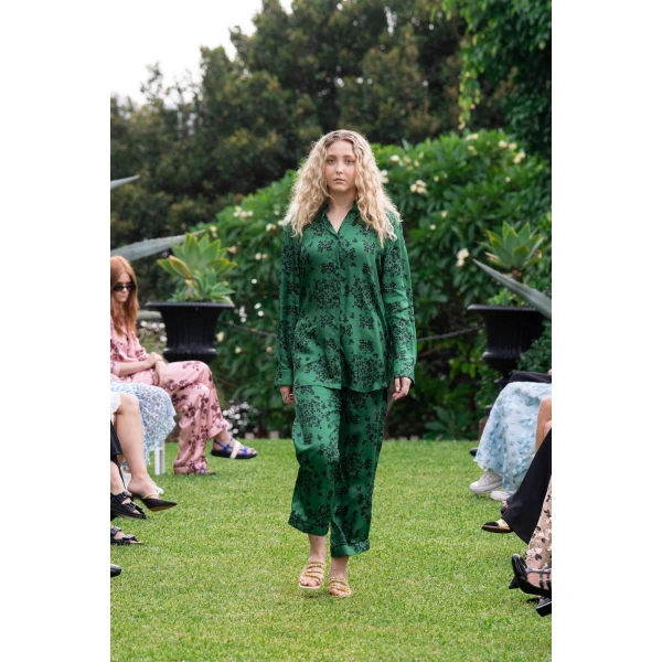 Macgraw Vagabond Trouser in green print, view 2