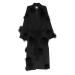 Macgraw Verger Robe in Black with feather appliqué