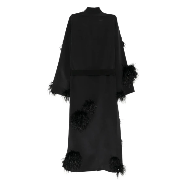 Macgraw Verger Robe in Black with feather appliqué, view 4