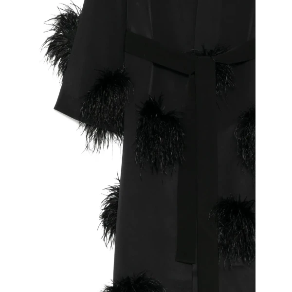 Macgraw Verger Robe in Black with feather appliqué, view 5