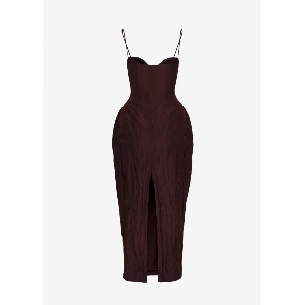 Magda Butrym Bustier dress with voluminous skirt in brown, view 4