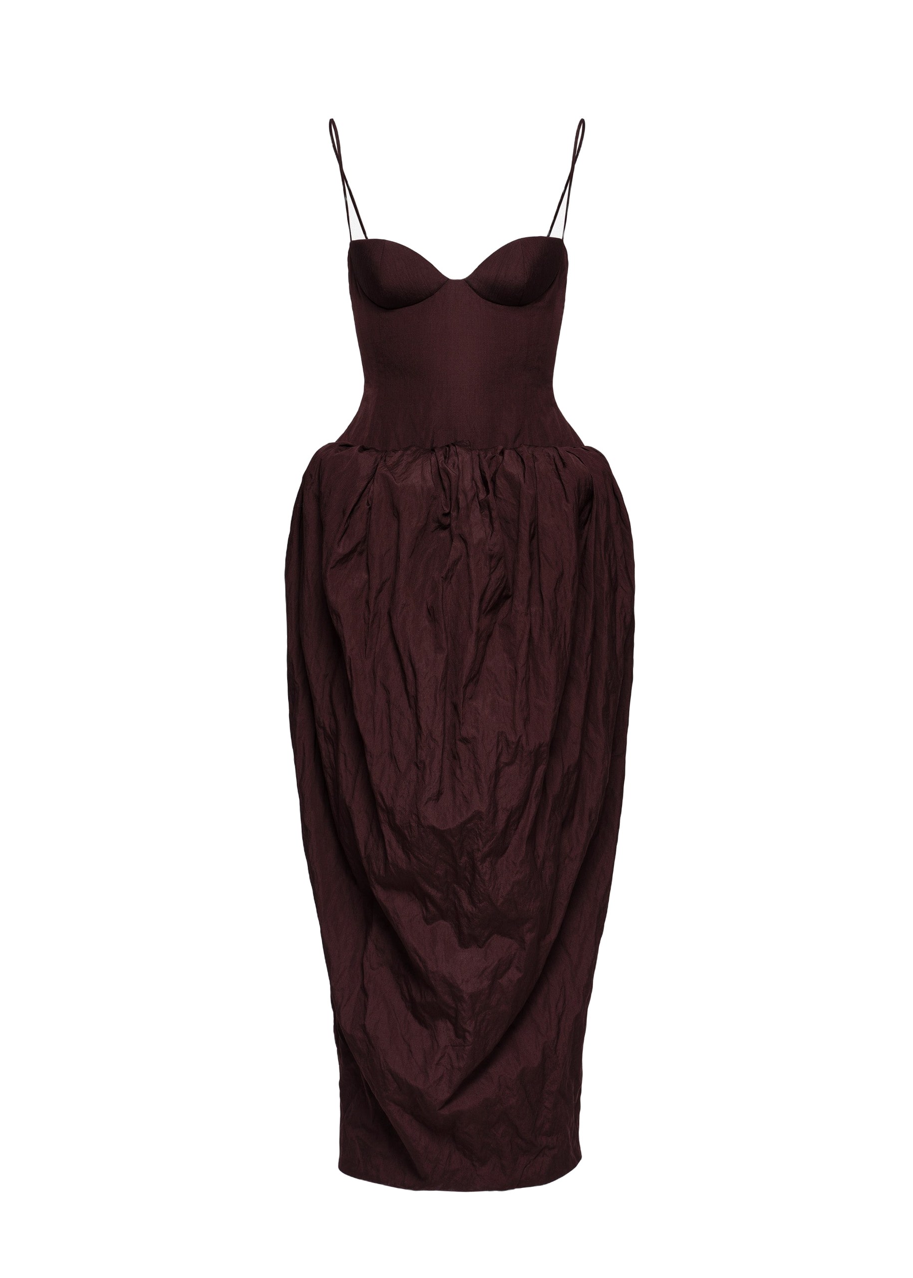 Magda Butrym Bustier dress with voluminous skirt in brown | Luxury Shoes Magda Butrym Bustier dress with voluminous skirt in brown