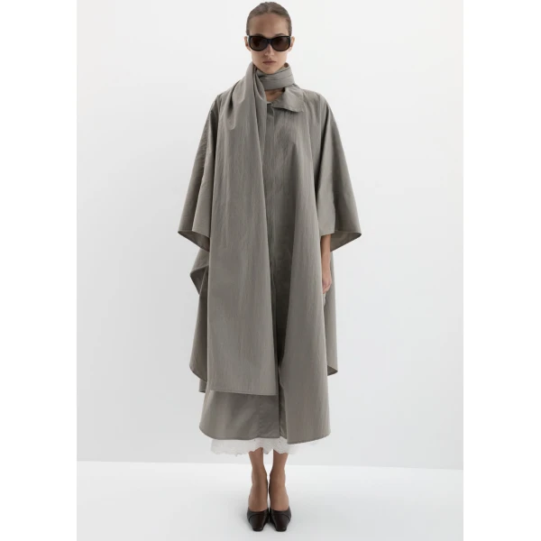 Magda Butrym Cape-style coat with scarf in beige, view 2