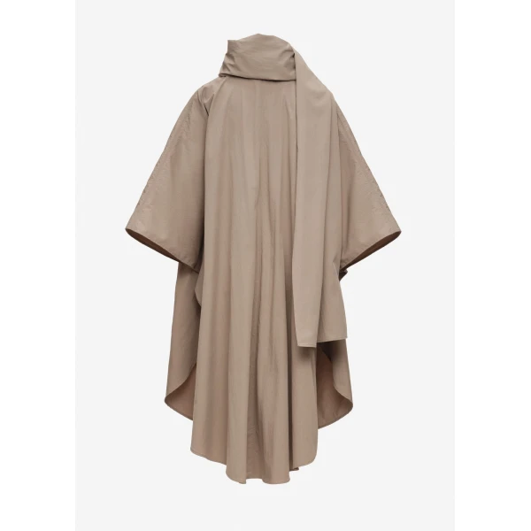 Magda Butrym Cape-style coat with scarf in beige, view 3