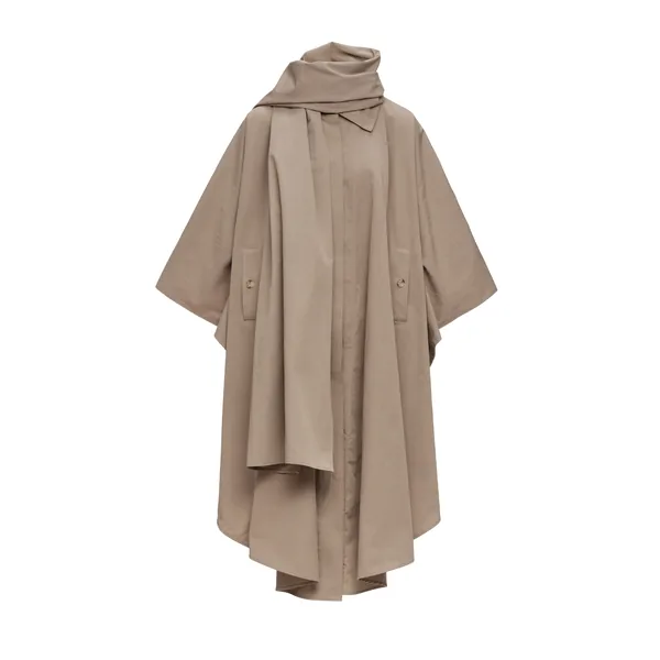 Cape-style coat with scarf in beige