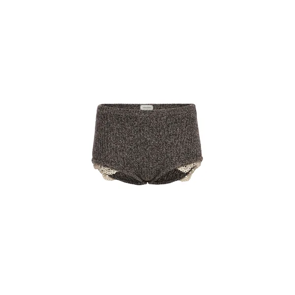 Cashmere crochet-trim shorts in black