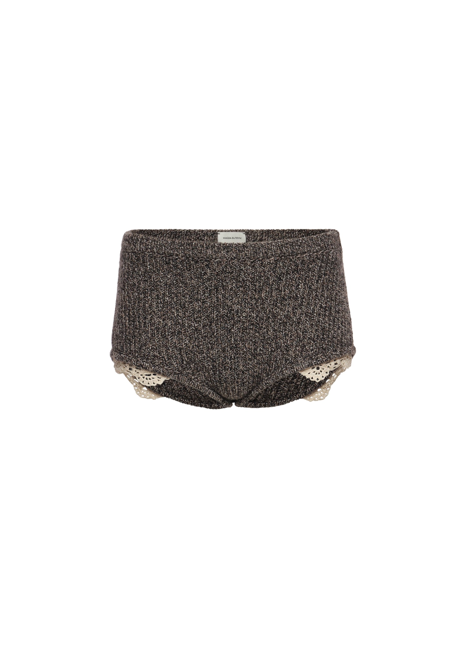 Magda Butrym Cashmere crochet-trim shorts in black | Shorts at Luxury Shoes Magda Butrym Cashmere crochet-trim shorts in black