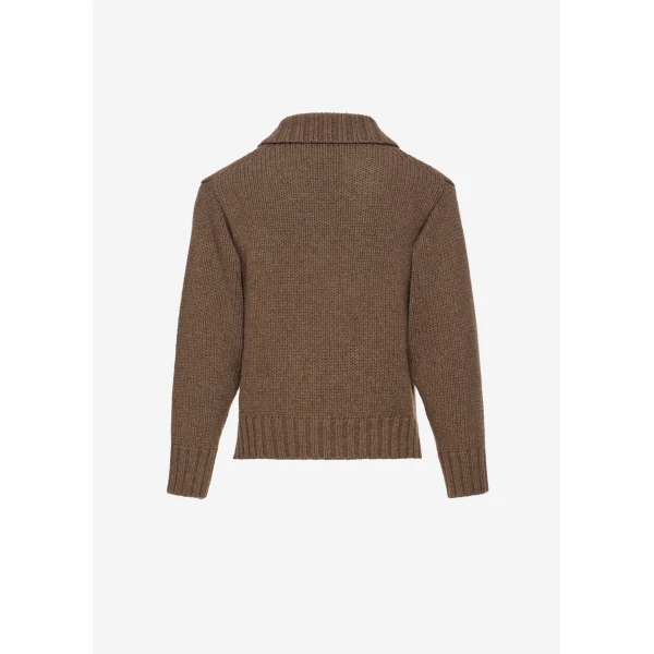 Magda Butrym Cashmere polo sweater in beige, view 2
