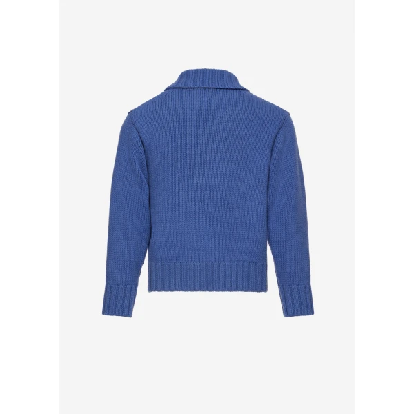 Magda Butrym Cashmere polo sweater in blue, view 2