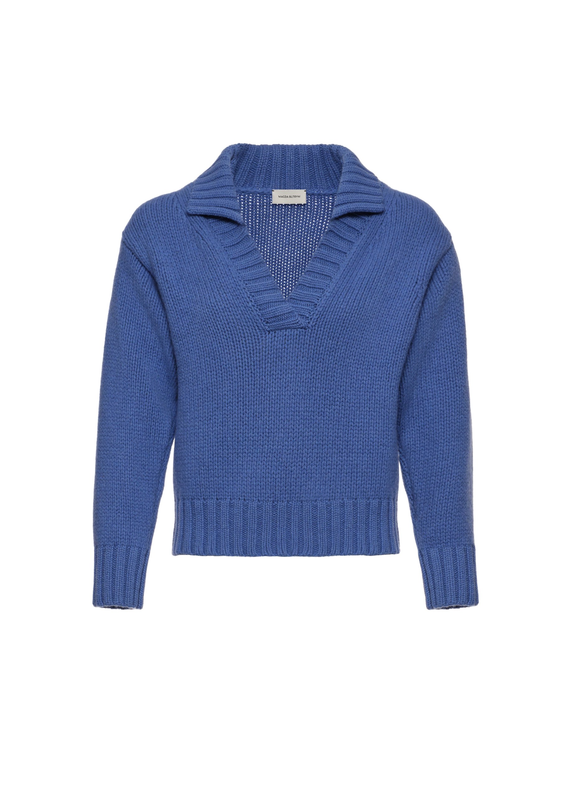 Magda Butrym Cashmere polo sweater in blue | Sweater at Luxury Shoes Magda Butrym Cashmere polo sweater in blue