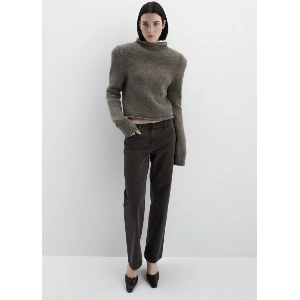 Magda Butrym Cashmere sweater with hand-embroidered logo in beige, view 2