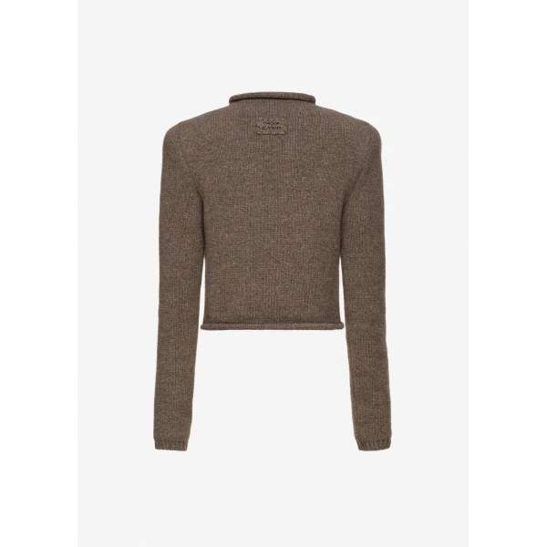 Magda Butrym Cashmere sweater with hand-embroidered logo in beige, view 5