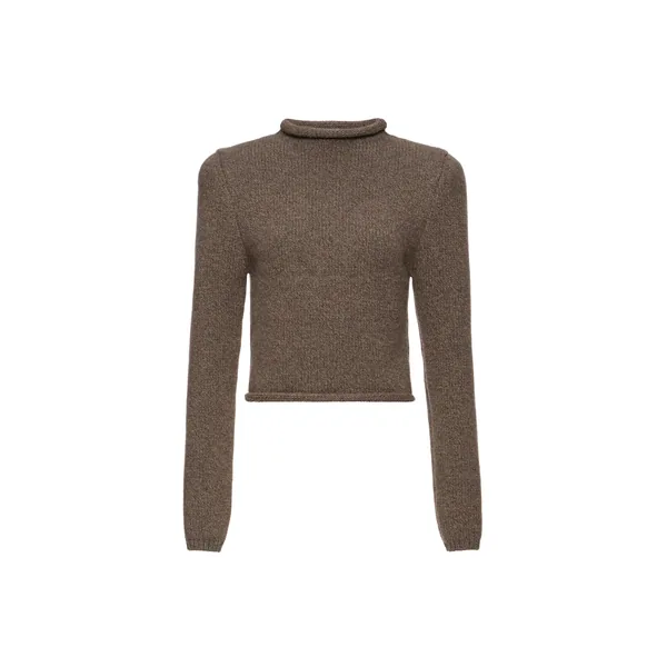 Cashmere sweater with hand-embroidered logo in beige