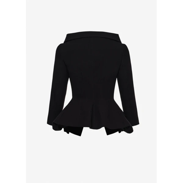 Magda Butrym Cotton blazer with rose peplum in black, view 4