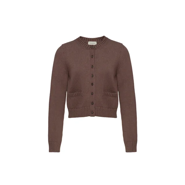 Cotton buttoned cardigan in brown